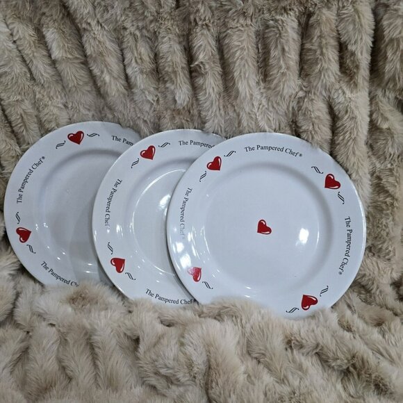 3 Pampered Chef 1999 Doris Christopher "Congratulations Sharing" 8.75” Plate Set - Picture 1 of 5